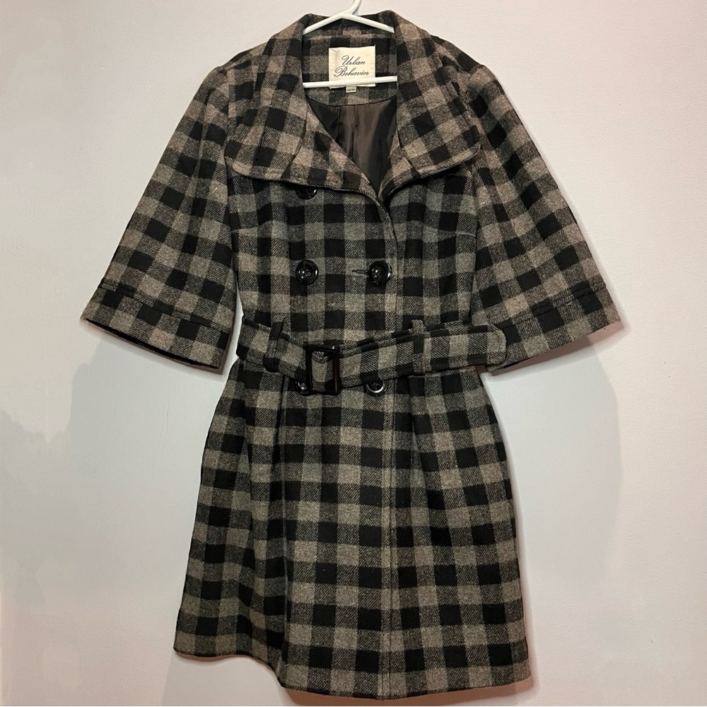 NWOT URBAN BEHAVIOUR | Checkered Short-Sleeve Trench Coat